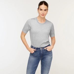 J. Crew short-sleeve silk-blend crewneck sweater